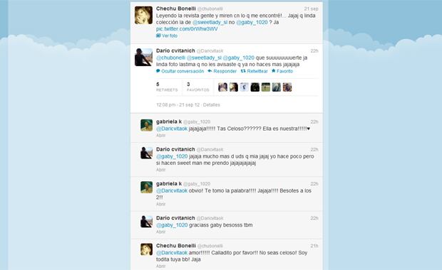 La escena de celos de Darío Cvitanich a Chechu Bonelli en Twitter. (Foto: Web)