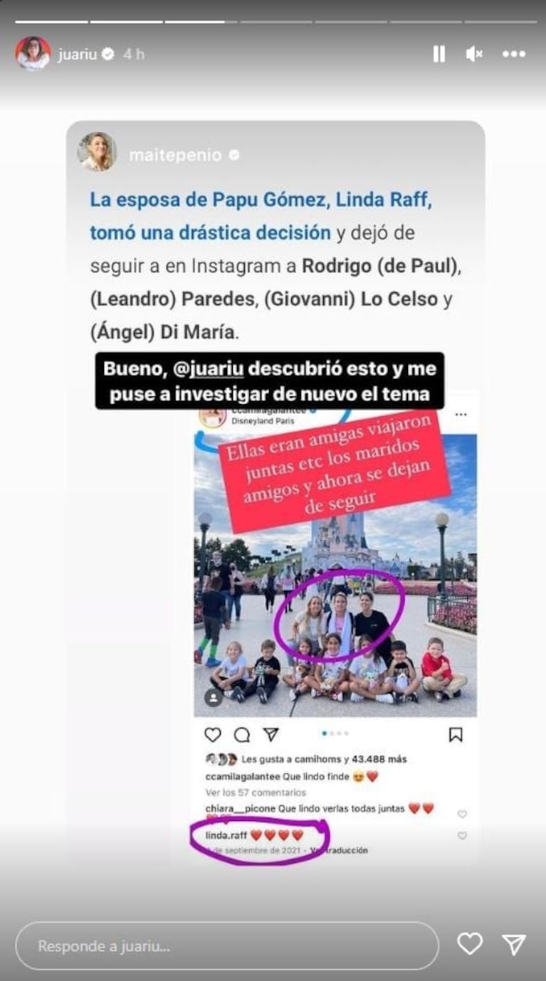 La esposa del Papu Gómez tomó una drástica decisión con las mujeres de Ángel Di María y Leandro Paredes