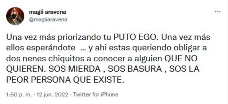 La exesposa de Toto Salvio lanzó explosivos tweets en contra del jugador: "Sos la peor persona que existe"