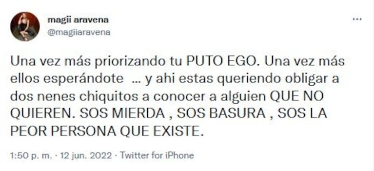 La exesposa de Toto Salvio lanzó explosivos tweets en contra del jugador: "Sos la peor persona que existe"