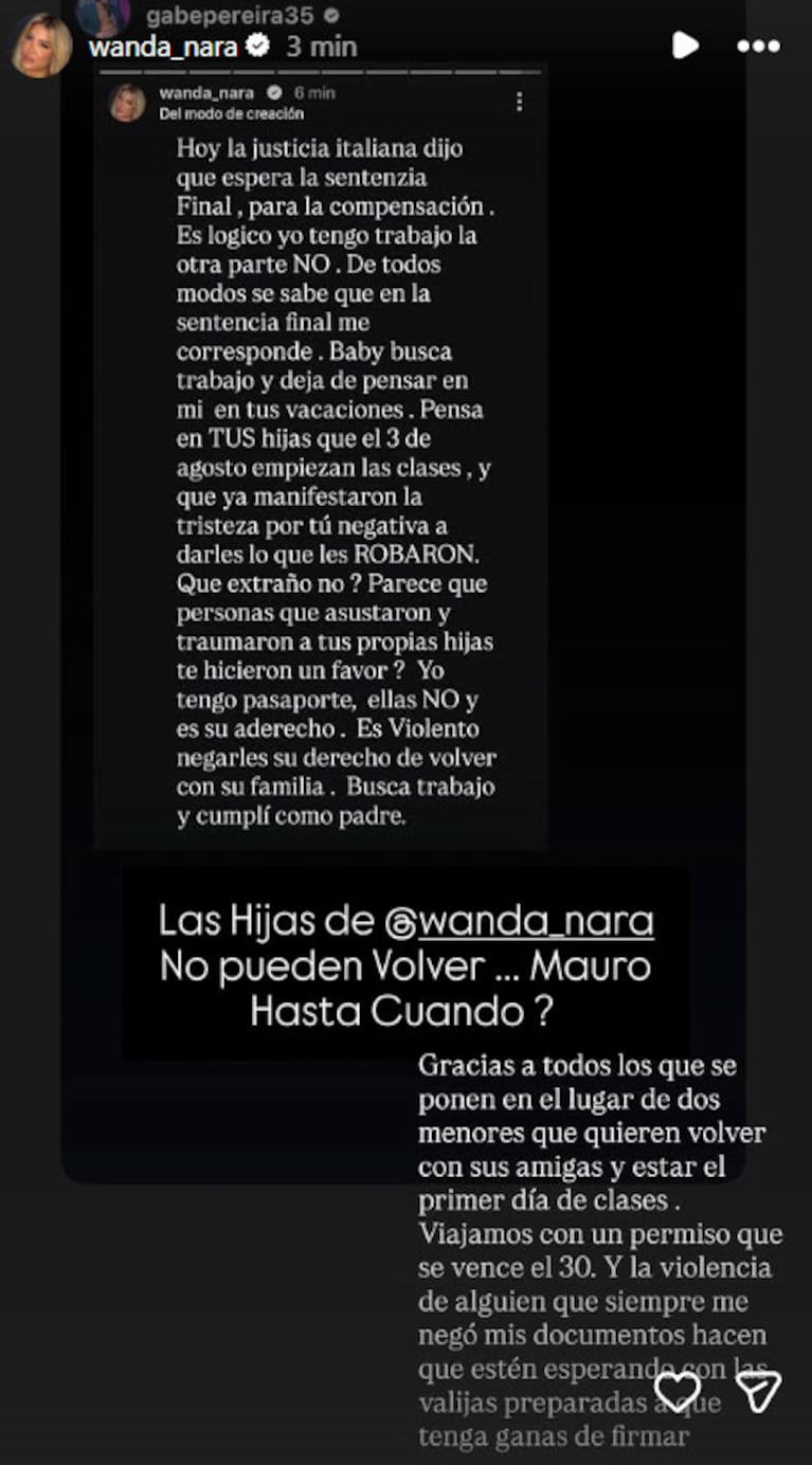 La explosiva reacción de Wanda Nara al posteo de Mauro Icardi sobre el divorcio