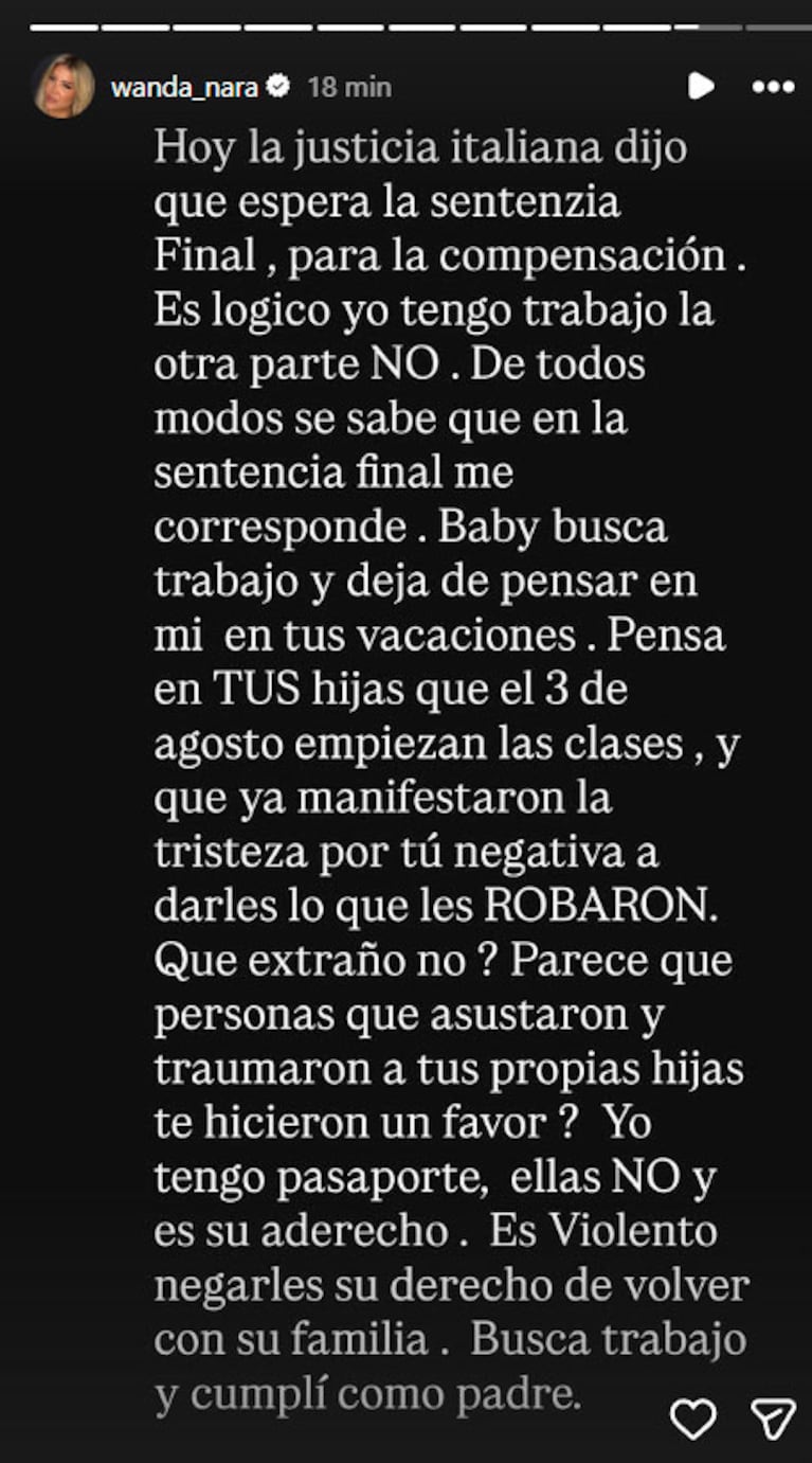 La explosiva reacción de Wanda Nara al posteo de Mauro Icardi sobre el divorcio