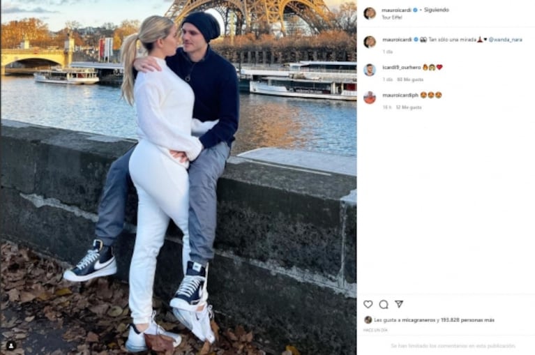 La extraña mucho: Mauro Icardi le dedicó un romántico mensaje a Wanda Nara desde París