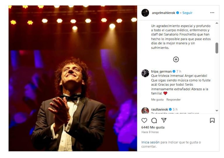 La familia de Ángel de Mahler lo despidió en sus redes (Fotos: Instagram @angelmahlerok)