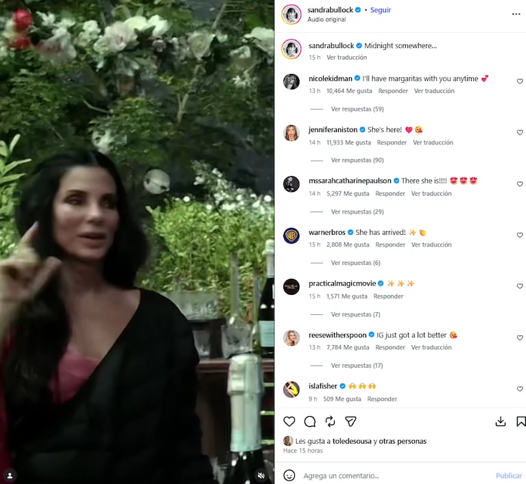 La famosa actriz que se sumó a Instagram: así la mandó al frente Jennifer Aniston | Créditos: Instagram @sandrabullock