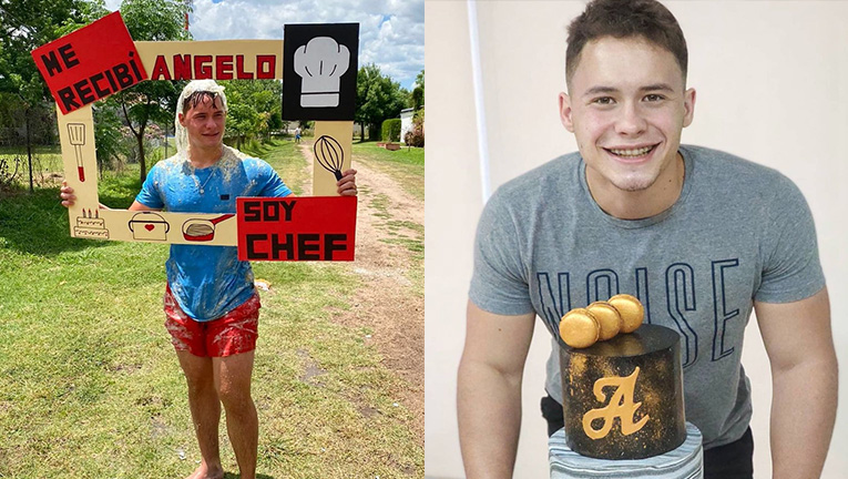 La felicidad de Angelo Pedrazzoli de Bake Off por haberse recibido de chef.