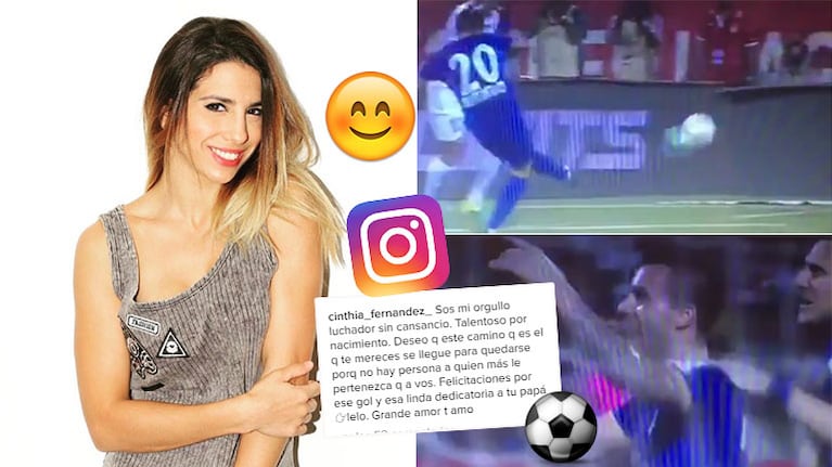 La felicidad de Cinthia Fernández por el gol de Matías Defederico con la camiseta del Mumbai (Foto: Instagram)