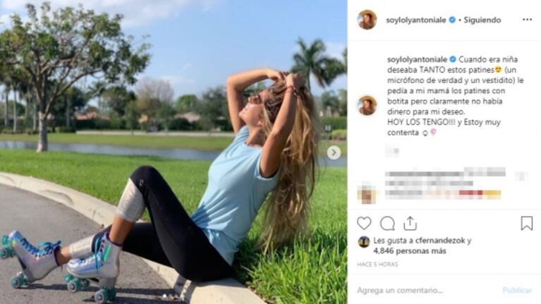 La felicidad de Loly Antoniale tras su nueva adquisición: "Cuando era niña no había dinero para mi deseo y hoy tengo mis patines"