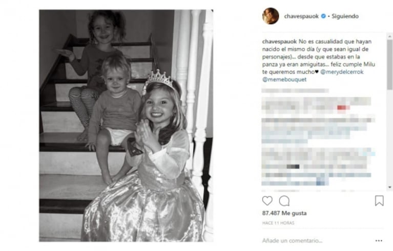 La fiesta de cumple de las hijas de Paula Chaves y Del Cerro: "No es casualidad que hayan nacido el mismo día"