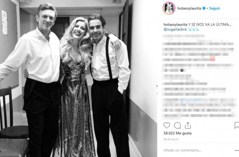 La foto "cómplice" de Laurita Fernández con Nicolás Cabré, en la última función de Sugar