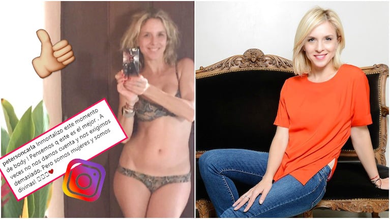 La foto de Carla Peterson en bikini y sin una gota de maquillaje (Fotos: Instagram y Ciudad Magazine)