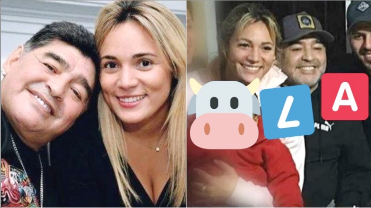 La foto de Diego Maradona con Rocío Oliva, a medio año de separarse (Foto: Web y Twitter de Ángel de Brito)