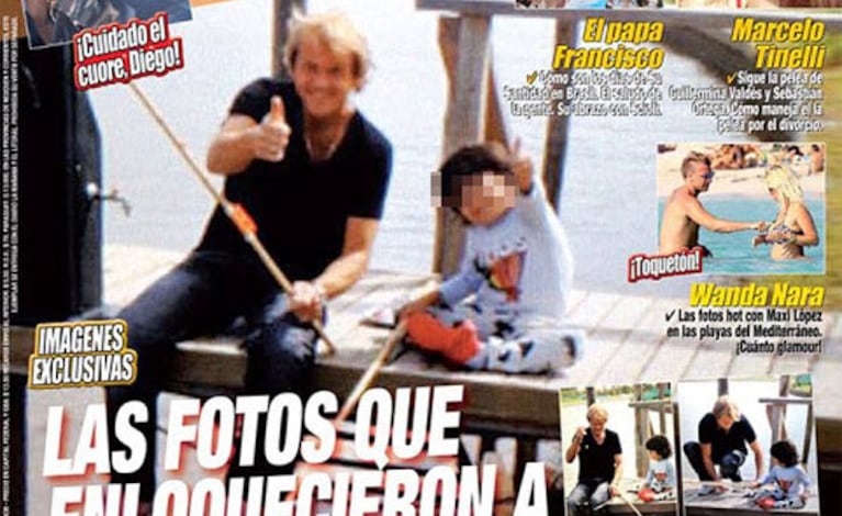 La foto de Jorge Taiana con Benjamín, el hijo de Gianinna y nieto de Diego Maradona. (Foto: revista Paparazzi)