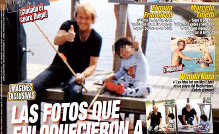 La foto de Jorge Taiana con Benjamín, el hijo de Gianinna y nieto de Diego Maradona. (Foto: revista Paparazzi)