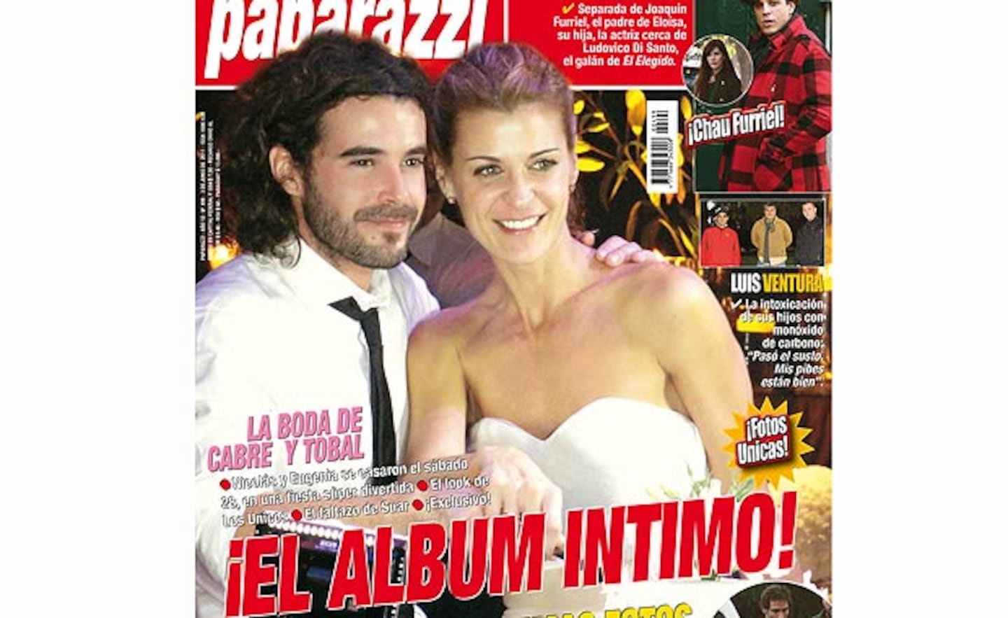 La foto de la boda de Nico Cabré y Eugenia Tobal. (Foto: revista Paparazzi)
