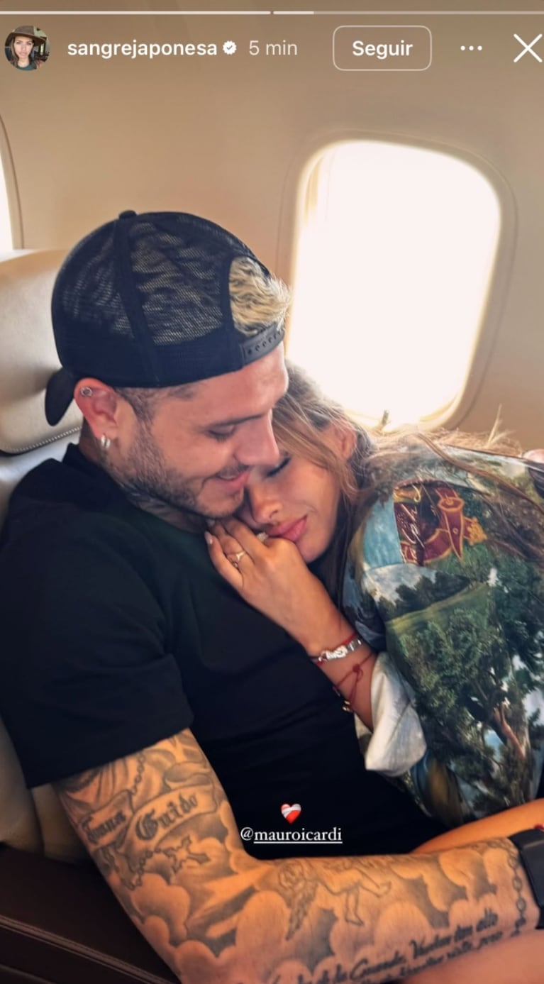 La foto de la intimidad de la China Suárez con Mauro Icardi en un avión privado. (Foto: Instagram/sangrejaponesa)