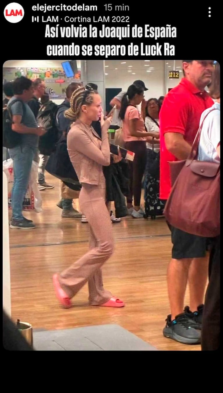 La foto de La Joaqui llorando en el aeropuerto de Madrid (Foto: X.com @elejercitodelam)