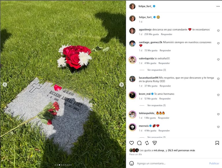 La foto de la tumba de Ricardo Fort (Foto: Instagram @felipe_fort_)