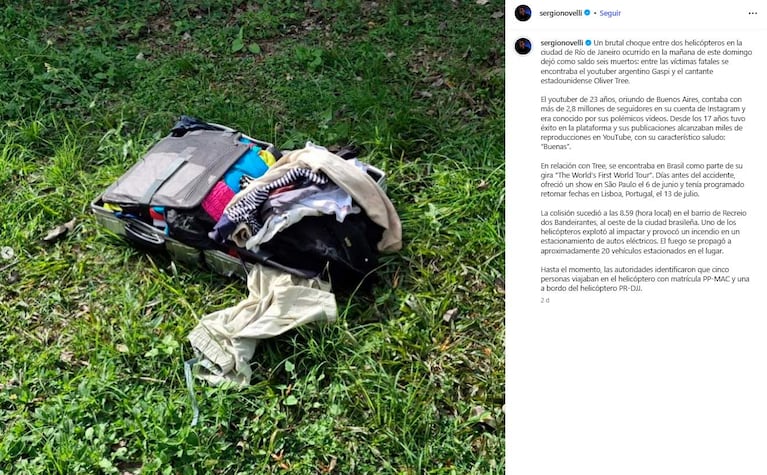 La foto de la valija de Oliver Tree que despertó el asombro de sus fans (Foto: Instagram @sergionovelli)
