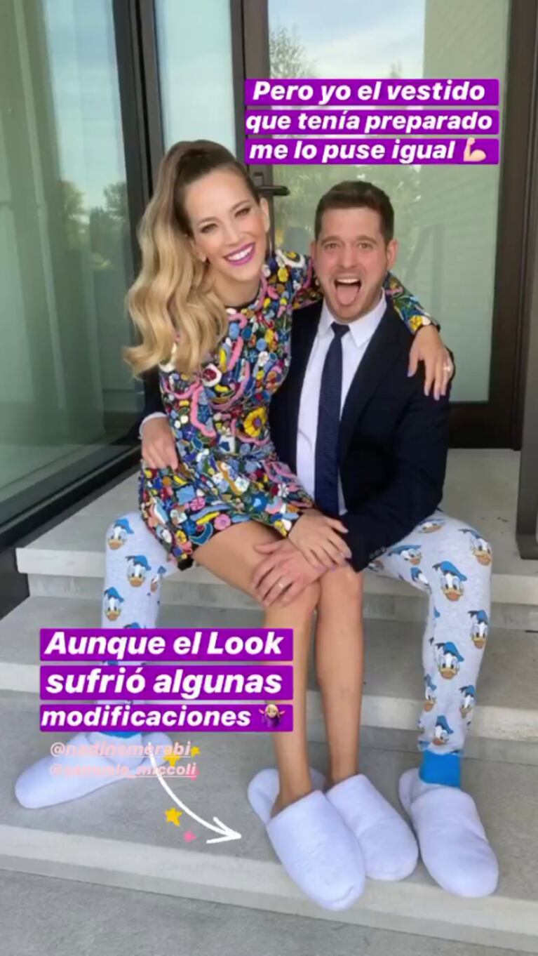 La foto de Lopilato con Bublé por el estreno de La corazonada: "Cuando te arreglás solo de la cintura para arriba"
