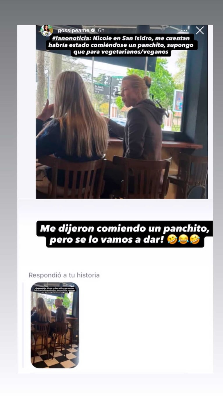 La foto de Nicole Neumann en una panchería de San Isidro (Foto: Instagram @nikitaneumann)