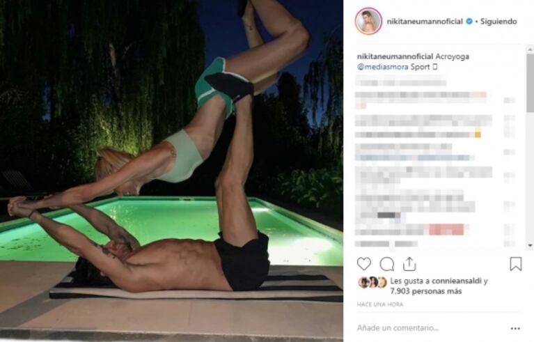 La foto de Nicole Neumann haciendo "acroyoga" con su novio