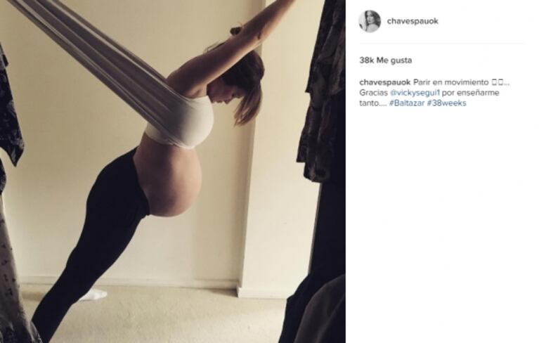 La foto de Paula Chaves preparándose para su parto "en movimiento": el cruce de la futura mamá con una seguidora 