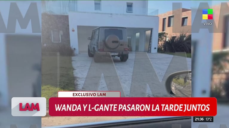 La foto del auto de Wanda Nara afuera de la casa de L-Gante (Foto: captura de LAM).