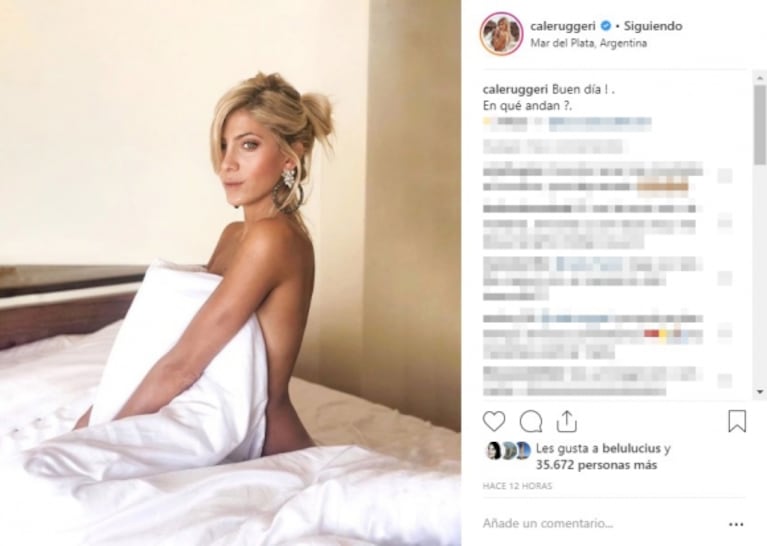 La foto hot de Cande Ruggeri desnuda sobre la cama: "¡Buen día!"