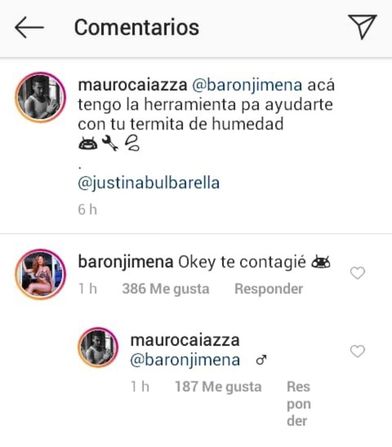 La foto hot de Mauro Caiazza como respuesta a un reclamo de Jimena Barón: "Acá tengo la herramienta pa’ ayudarte"