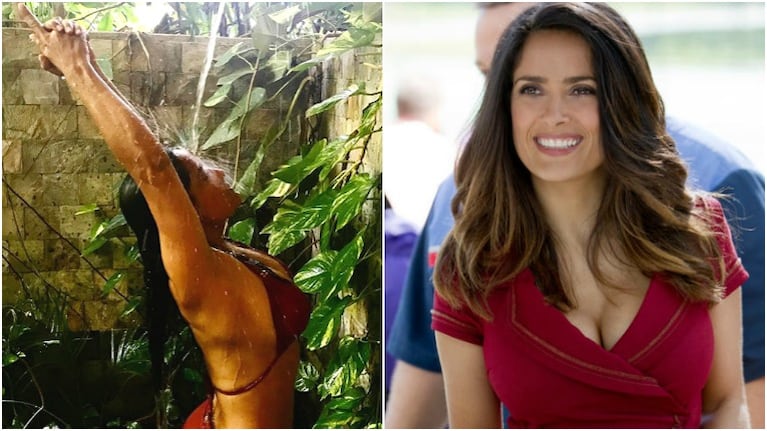 La foto hot de Salma Hayek en una ducha, más diosa  a los 50 que nunca
