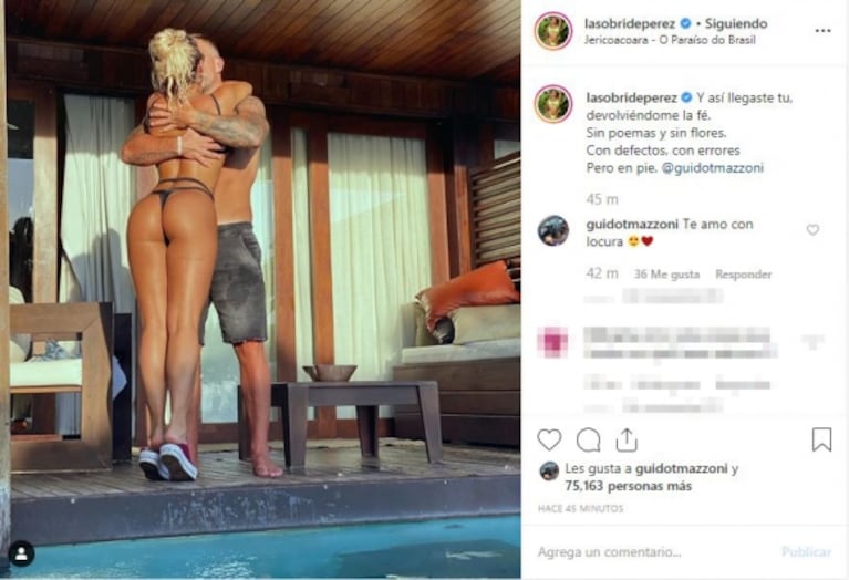 La foto hot de Sol Pérez y su novio Guido Mazzoni en Brasil: "Llegaste tu devolviéndome la fe"