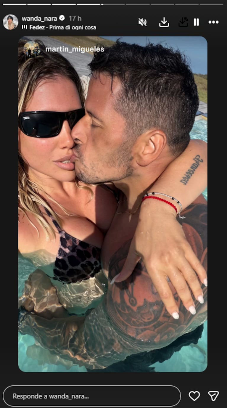 La foto hot de Wanda Nara y Martín Migueles en la pileta | Créditos: Instagram @wanda_nara
