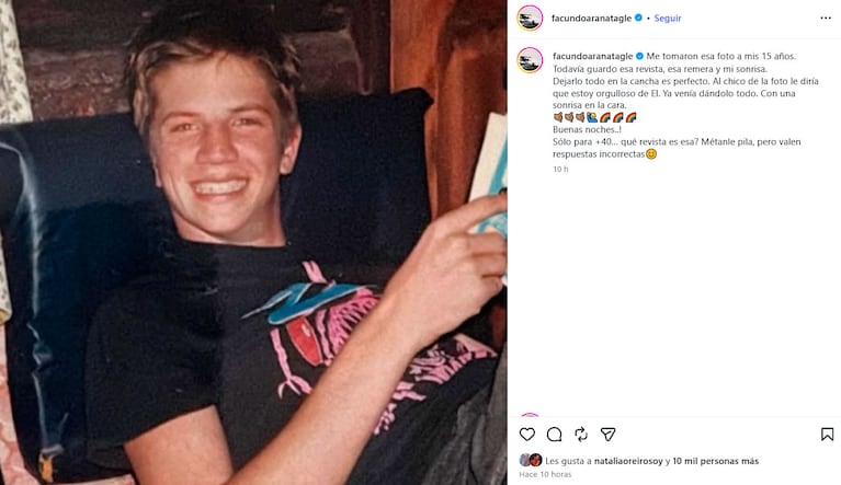 La foto inédita de Facundo Arana a los 15 años que sorprendió a miles de seguidores (Foto de Instagram)