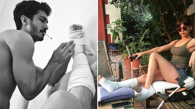 La foto íntima (y sexy) del Chino Darín asistiendo a Úrsula Corberó que se quebró el pie (Foto: Instagram)