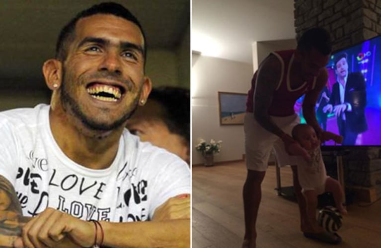 La foto más tierna de Carlitos Tevez con su hijo Lito Junior. (Fotos: Web y Twitter @carlitos3210)