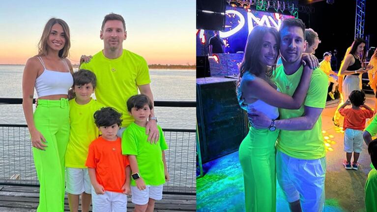La foto más tierna de Lionel Messi y Antonela Roccuzzo vestidos iguales que sus hijos en Rosario.