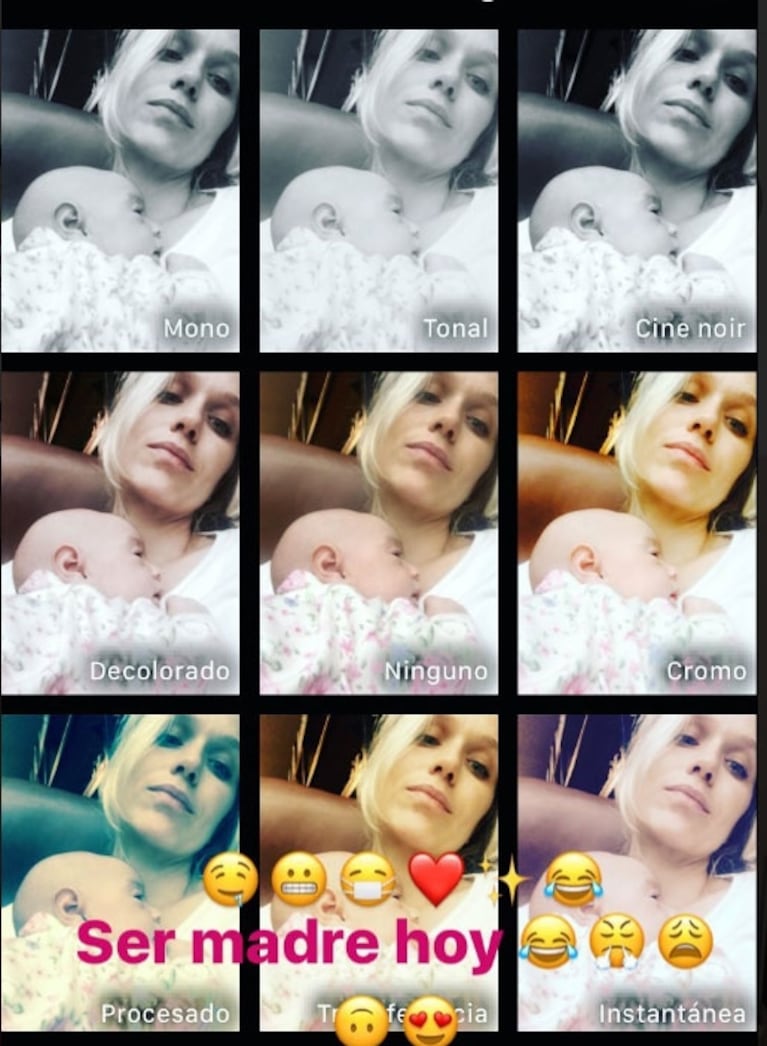 La foto multicolor de Brenda Gandini junto a su hija Alfonsina, de diecisiete días: "Ser madre hoy"