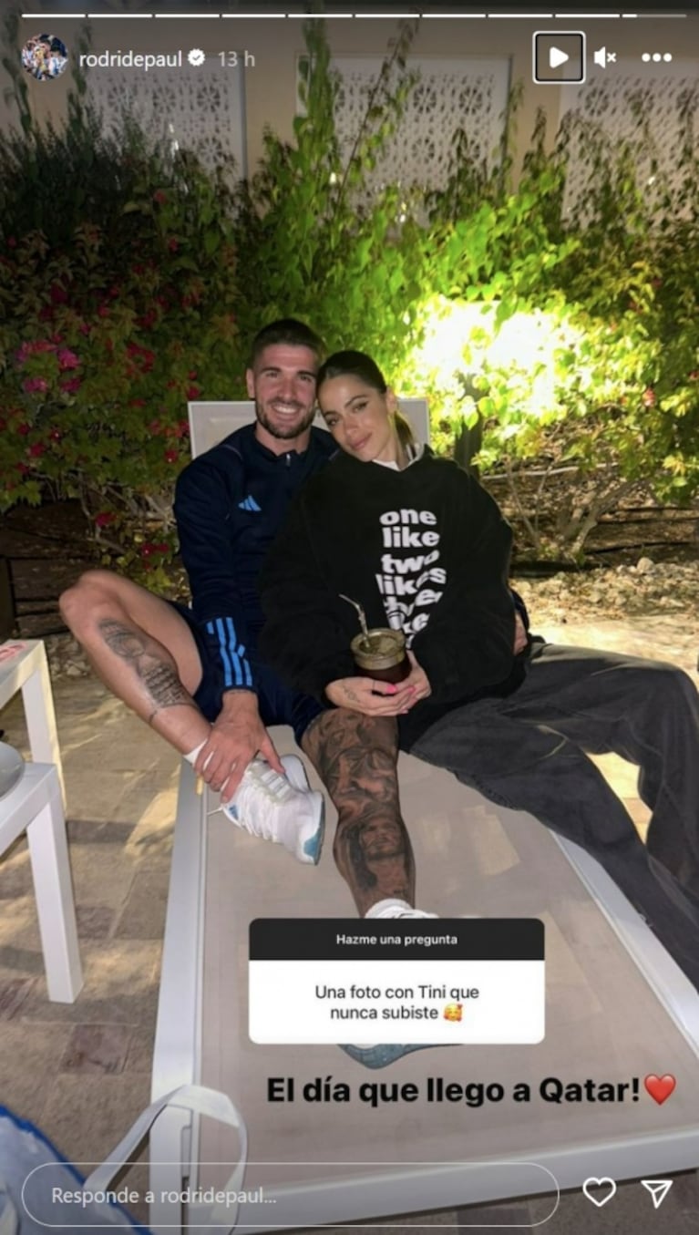 La foto privada de Rodrigo de Paul y Tini Stoessel que recién ahora ve la luz