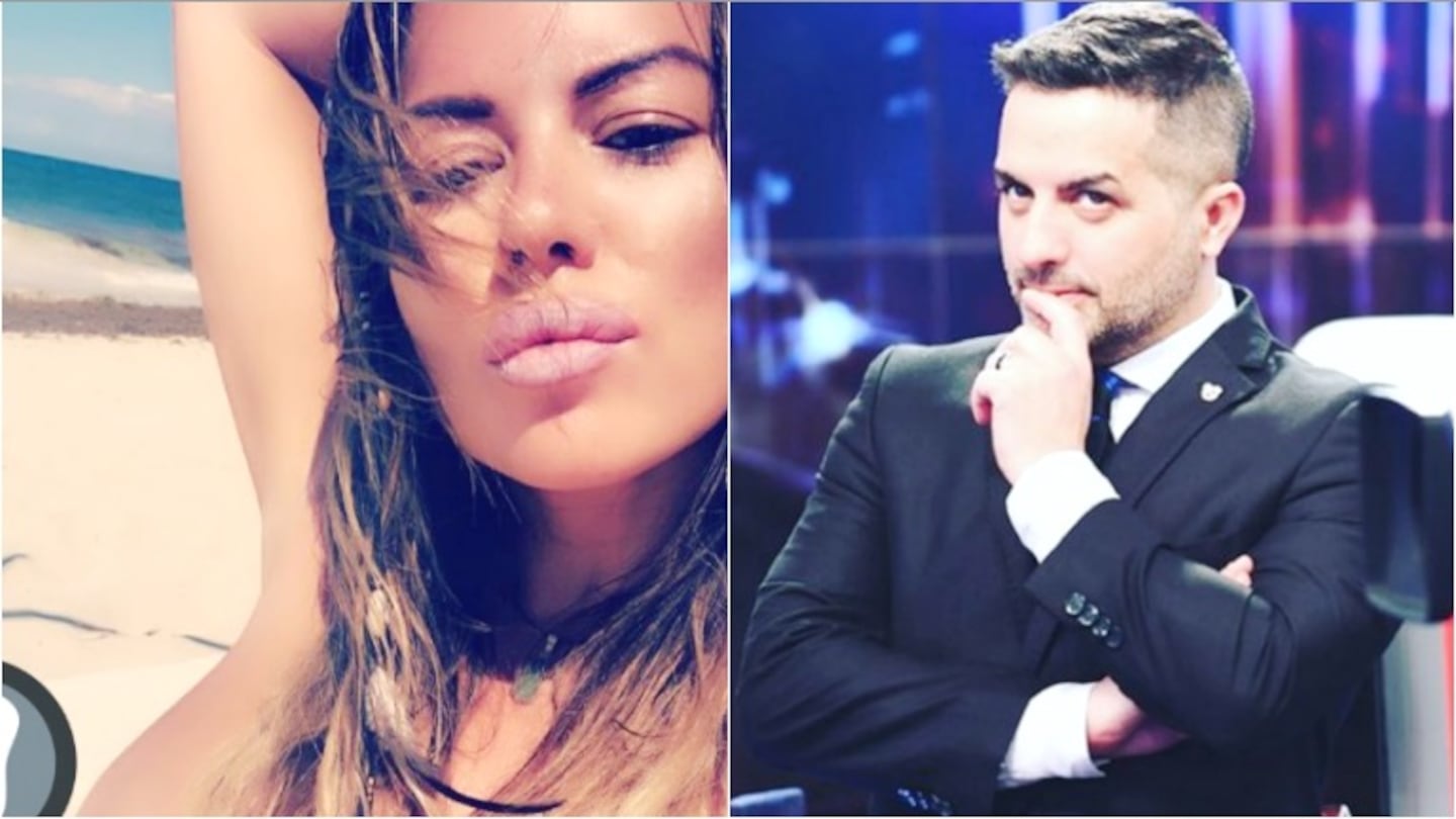 La foto "prohibida" que Karina Jelinek le envió a Ángel de Brito desde Miami (Fotos: Twitter y Web)