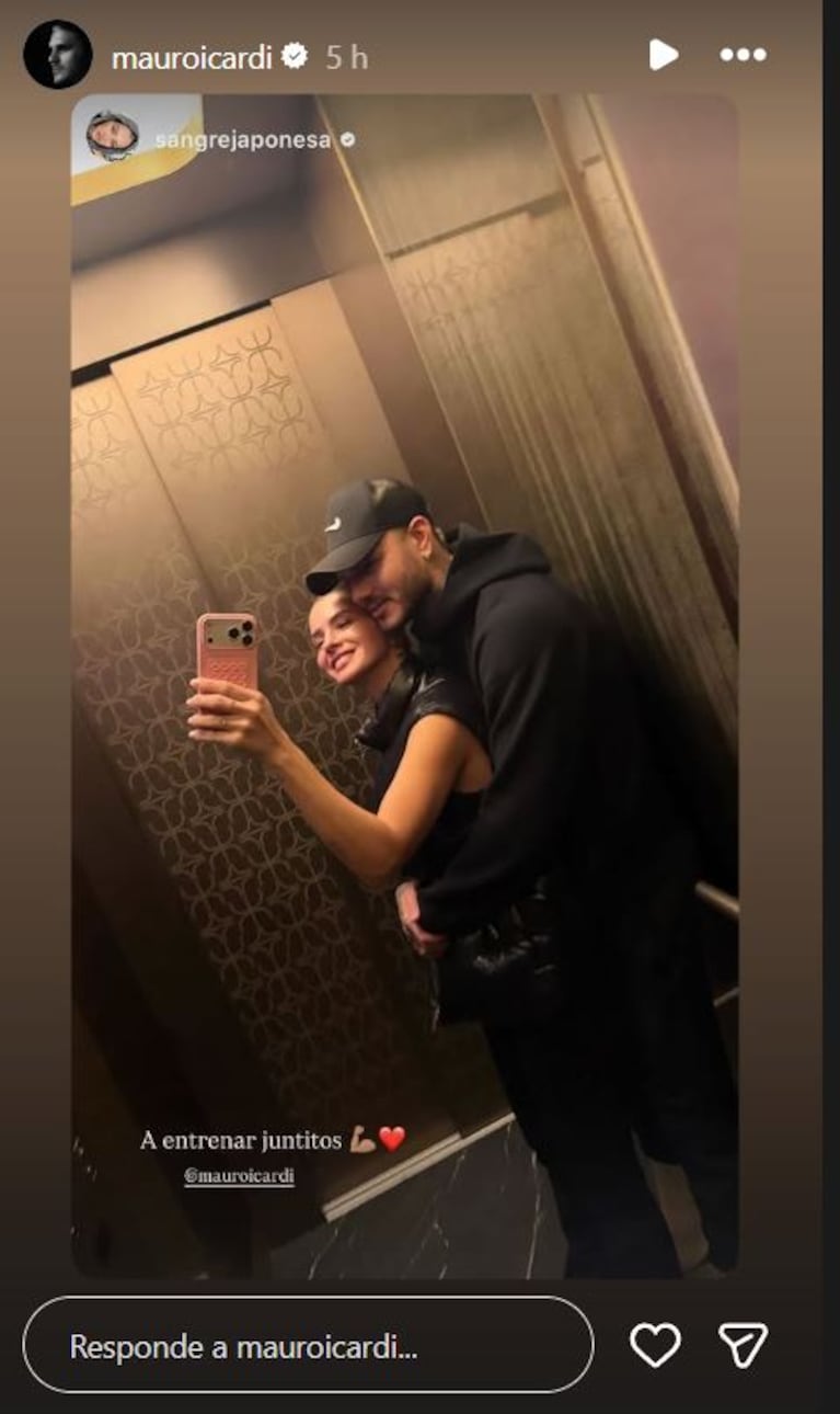 La foto que compartió la China Suárez junto a Mauro Icardi, tras el escándalo con Wanda Nara. Foto: Captura de Instagram Stories (@mauroicardi)