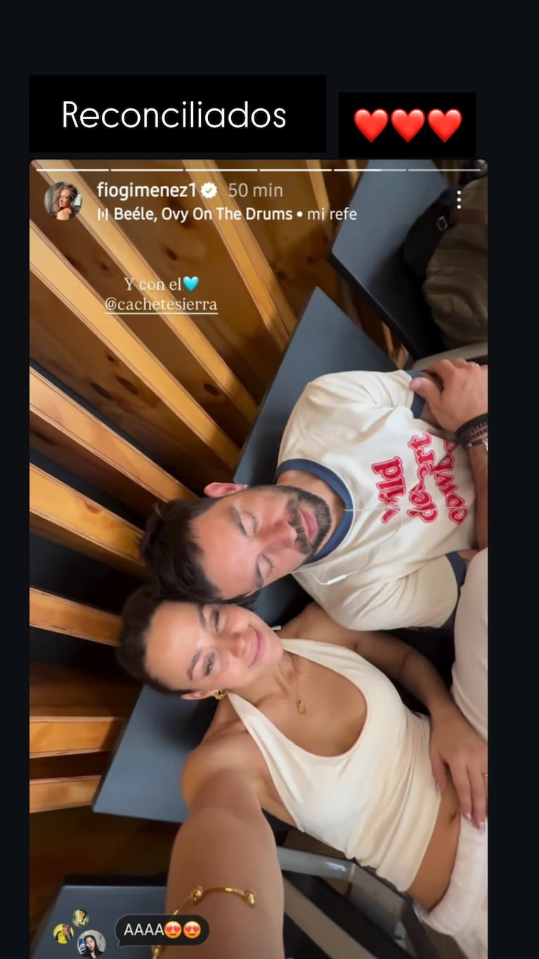 La foto que confirma la reconciliación de Fio Giménez y Cachete Sierra. Crédito: Instagram