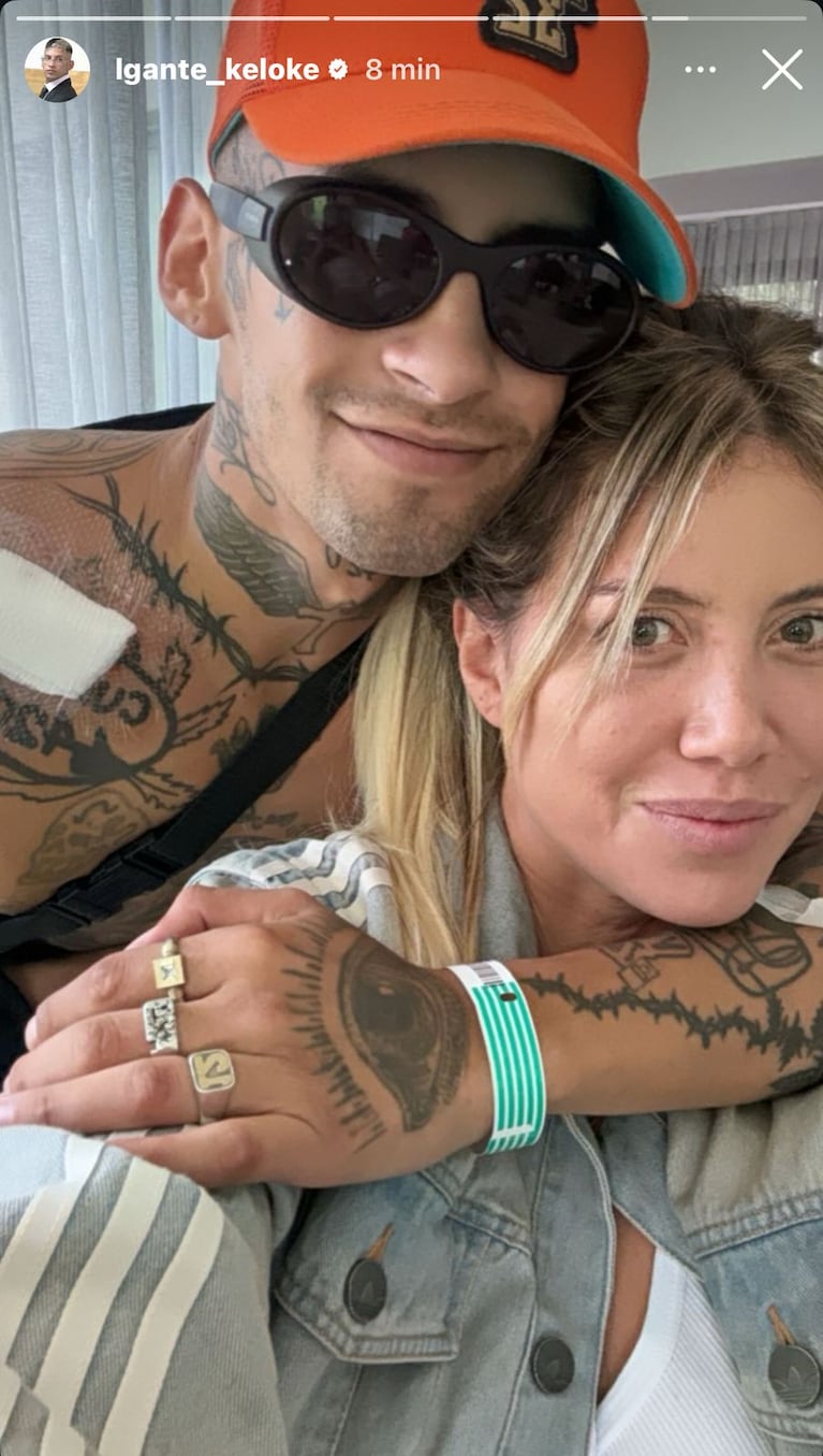 La foto que L-Gante compartió con Wanda Nara tras su cirugía, el 28 de febrero último (Foto: Instagram/@lgante_keloke).