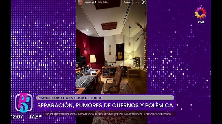 La foto que subió Josefina Lynch en sus redes sociales en el estudio de Emanuel Ortega (Foto: captura de eltrece).