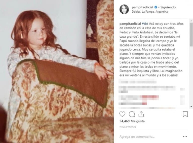 La foto retro de Pampita y un tierno recuerdo de cuando tenía 3 años: "Siempre fui inquieta y libre"