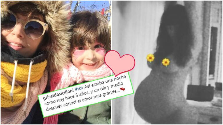 La foto retro (¡y desnuda!) de Griselda Siciliani cuando estaba embarazada de Margarita (Fotos: Instagram)