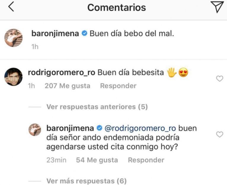 La foto sexy de Jimena Barón con dedicatoria incluida: ¡espiá el ida y vuelta hot con Rodrigo Romero!