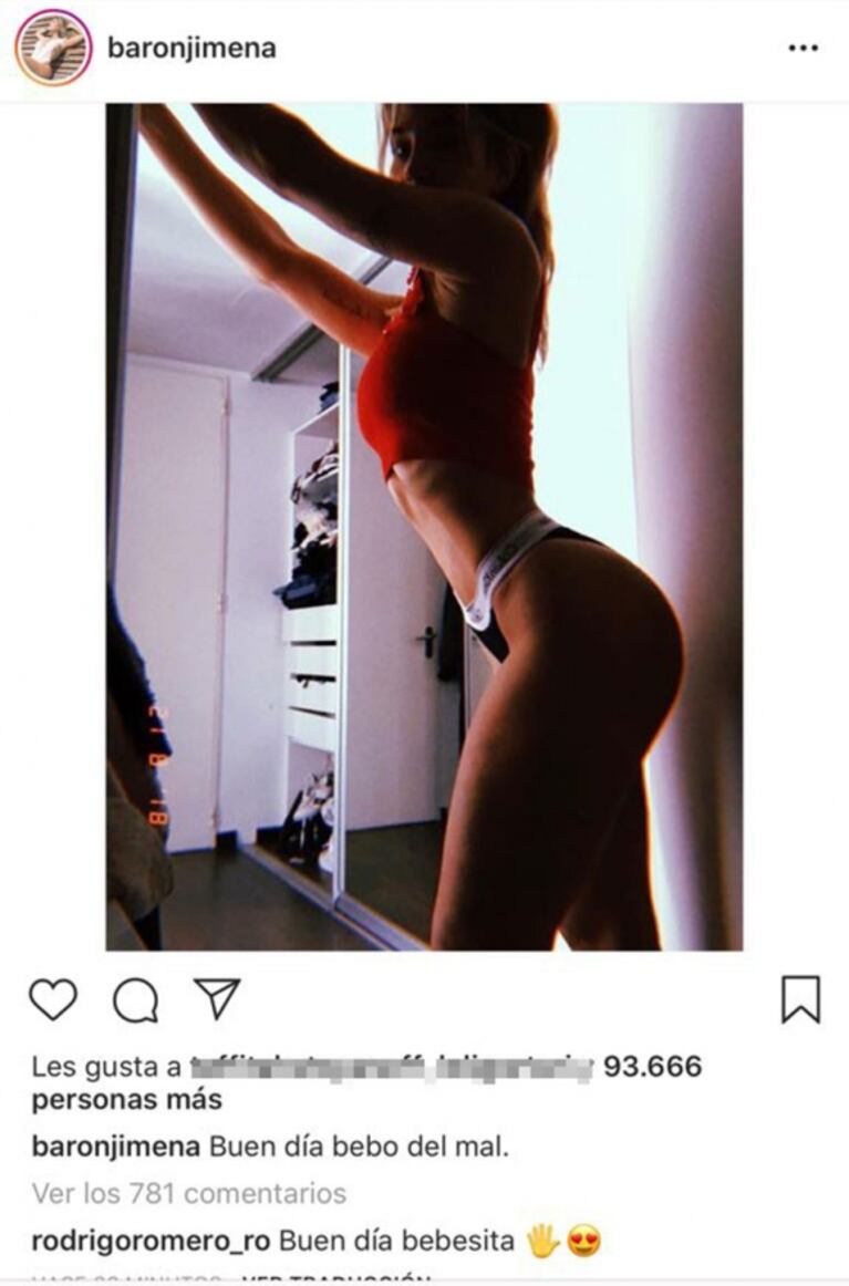 La foto sexy de Jimena Barón con dedicatoria incluida: ¡espiá el ida y vuelta hot con Rodrigo Romero!