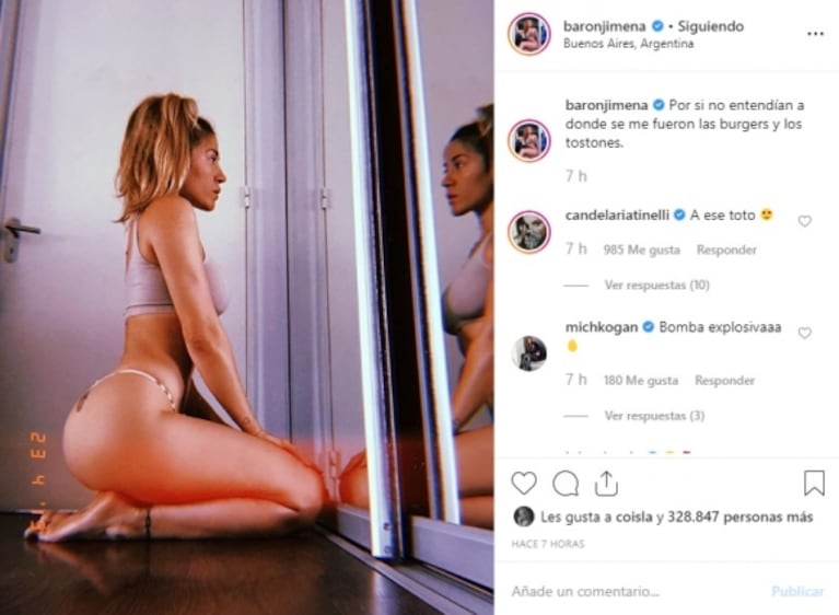 La foto sexy de Jimena Barón tras sus vacaciones con su novio y Momo: "Por si no entendían a dónde se me fueron las hamburguesas"