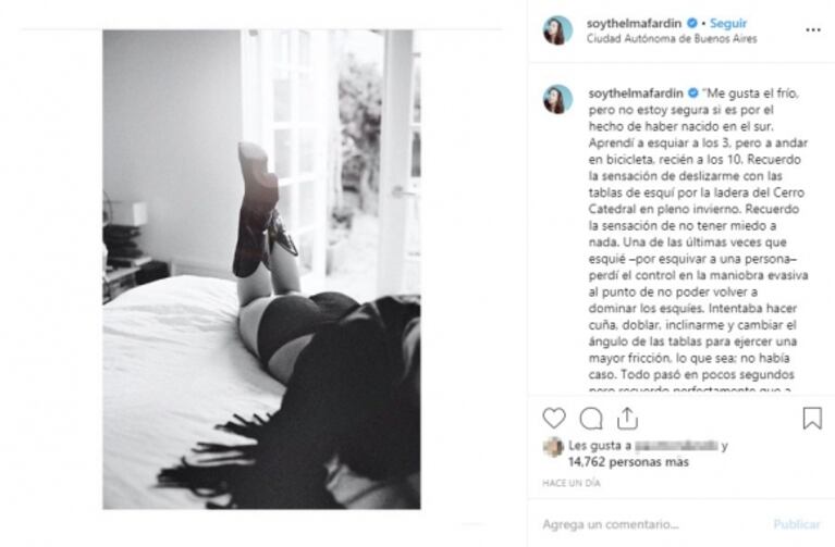 La foto sexy de Thelma Fardin y su alegría por terminar su primer libro: "Nunca imaginé escribirlo en 3 meses"